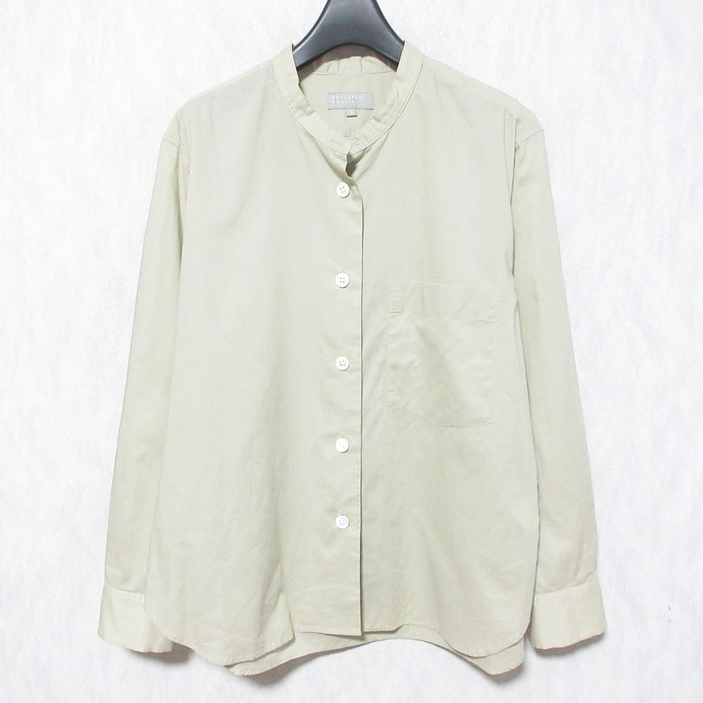 23SS MARGARET HOWELL マーガレットハウエル SHEER COTTON バンド シャツ 578-3153013 2 ベージュ レディース 古着