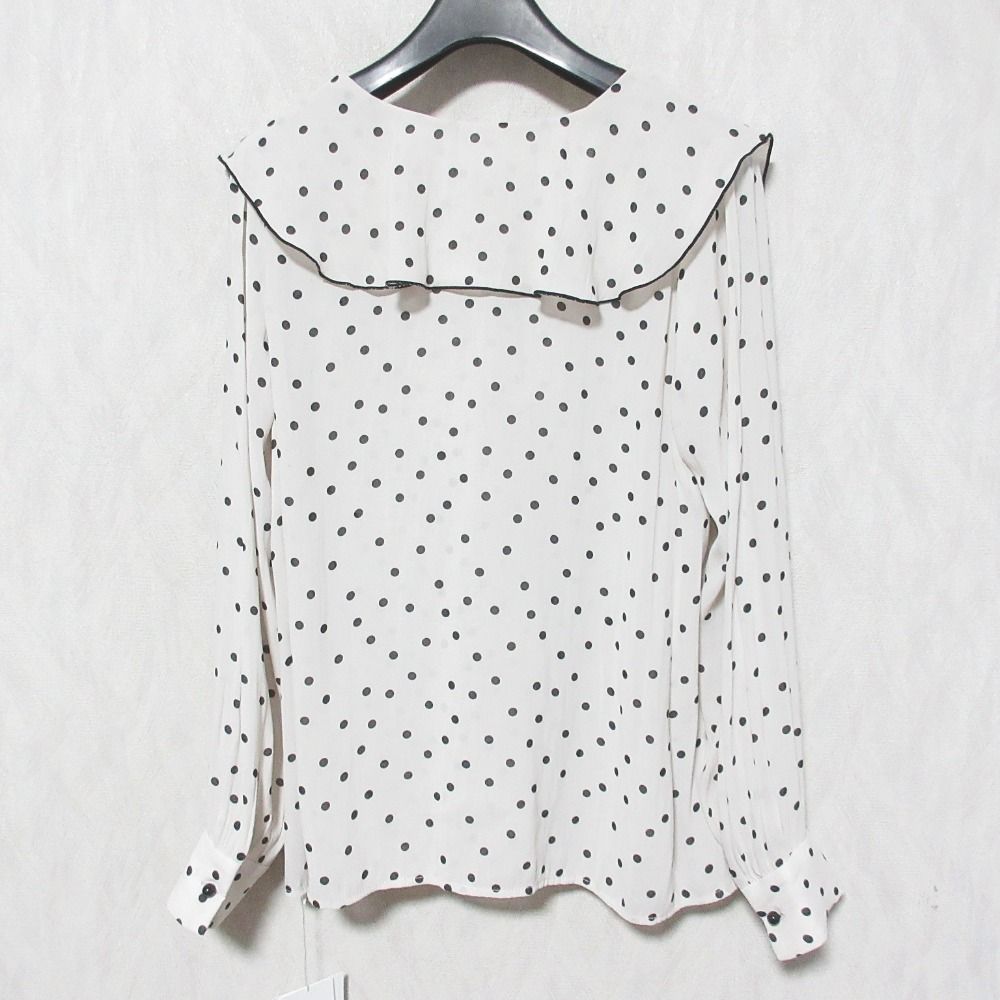 25SS La boutique BonBon ラブティックボンボン 全骨格美人見え ドットラッフルブラウス LBZ1052204A0002 F グレージュ レディース 古着