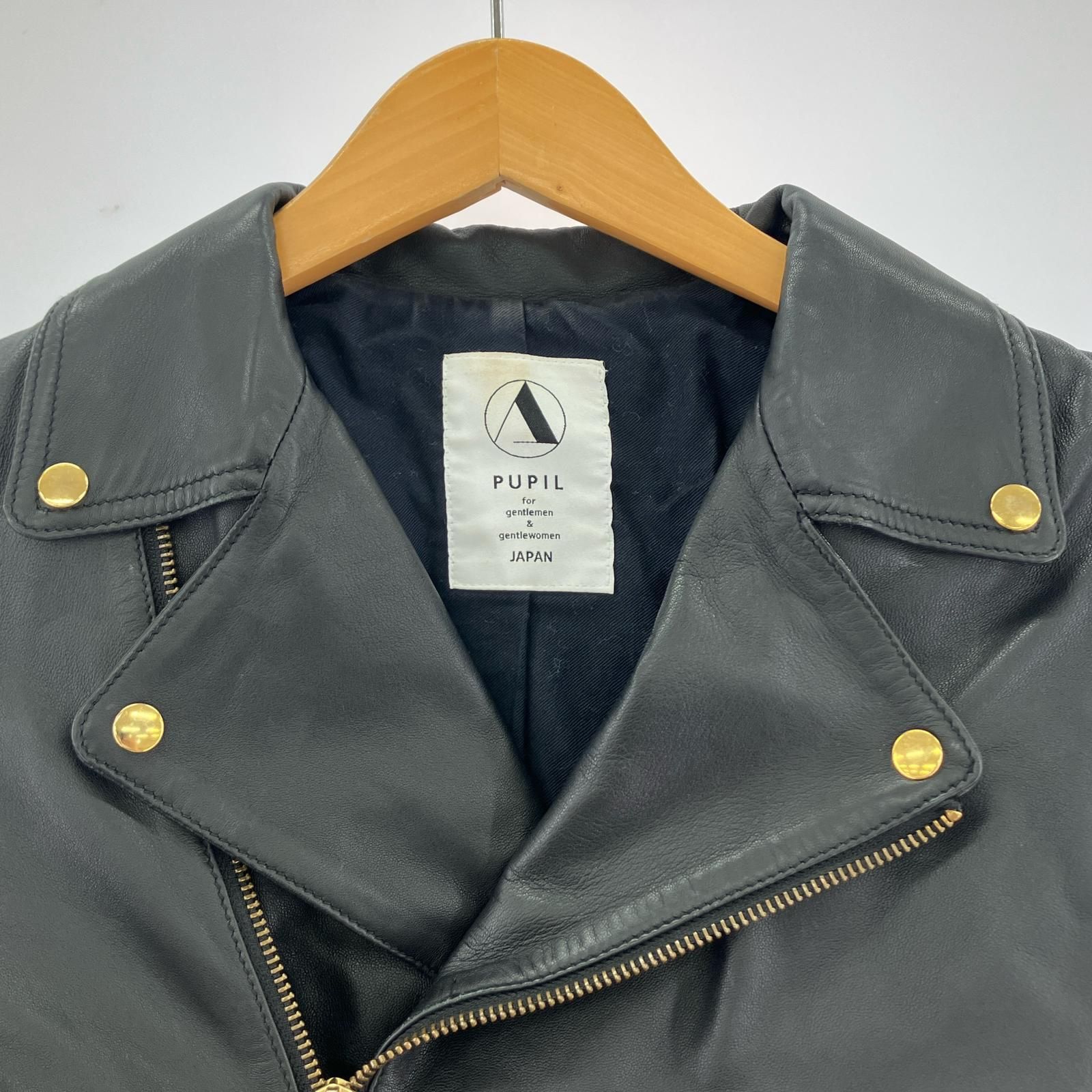 A PUPIL アピューピル ラムスキン レザーライダースジャケット sizeS ブラック