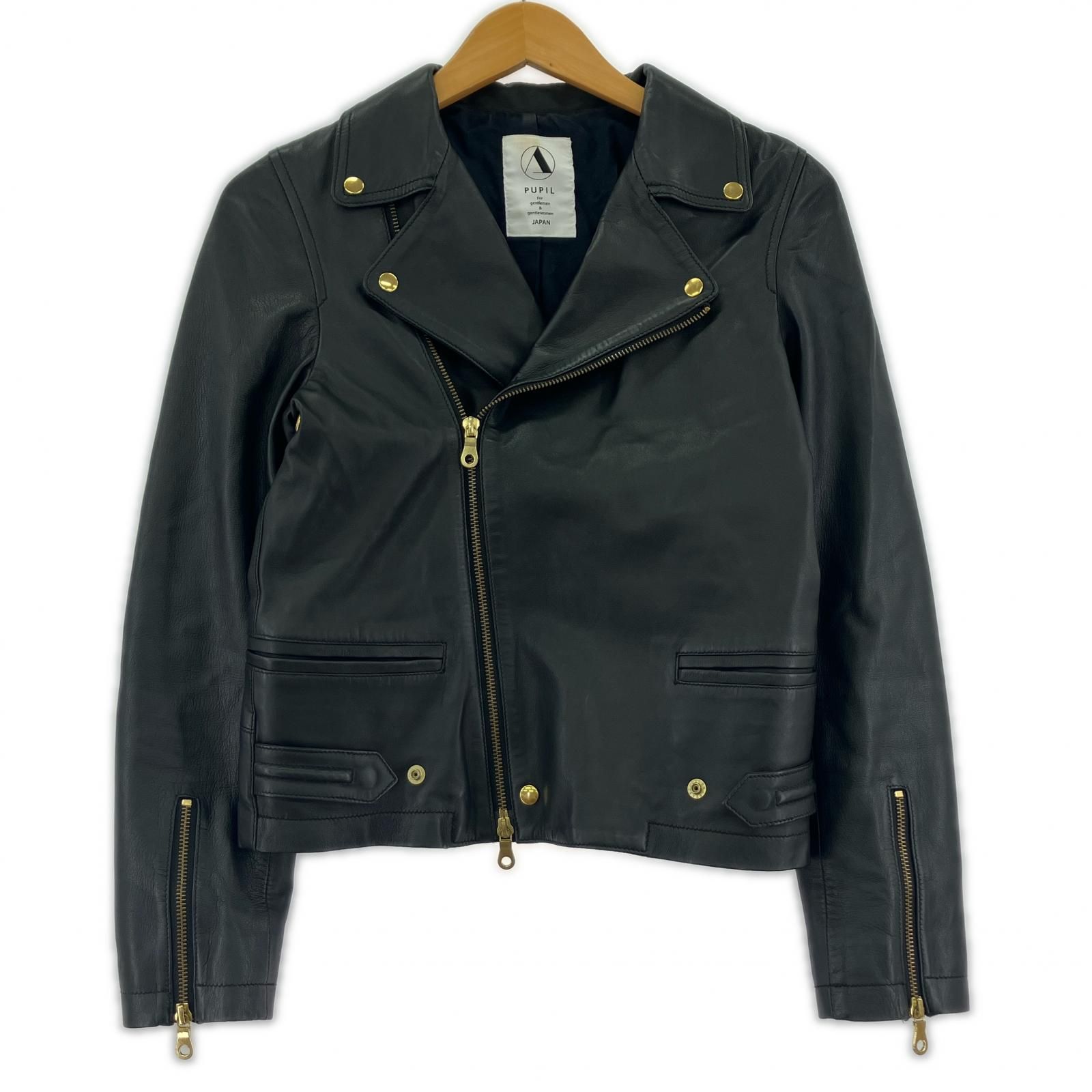 A PUPIL アピューピル ラムスキン レザーライダースジャケット sizeS ブラック