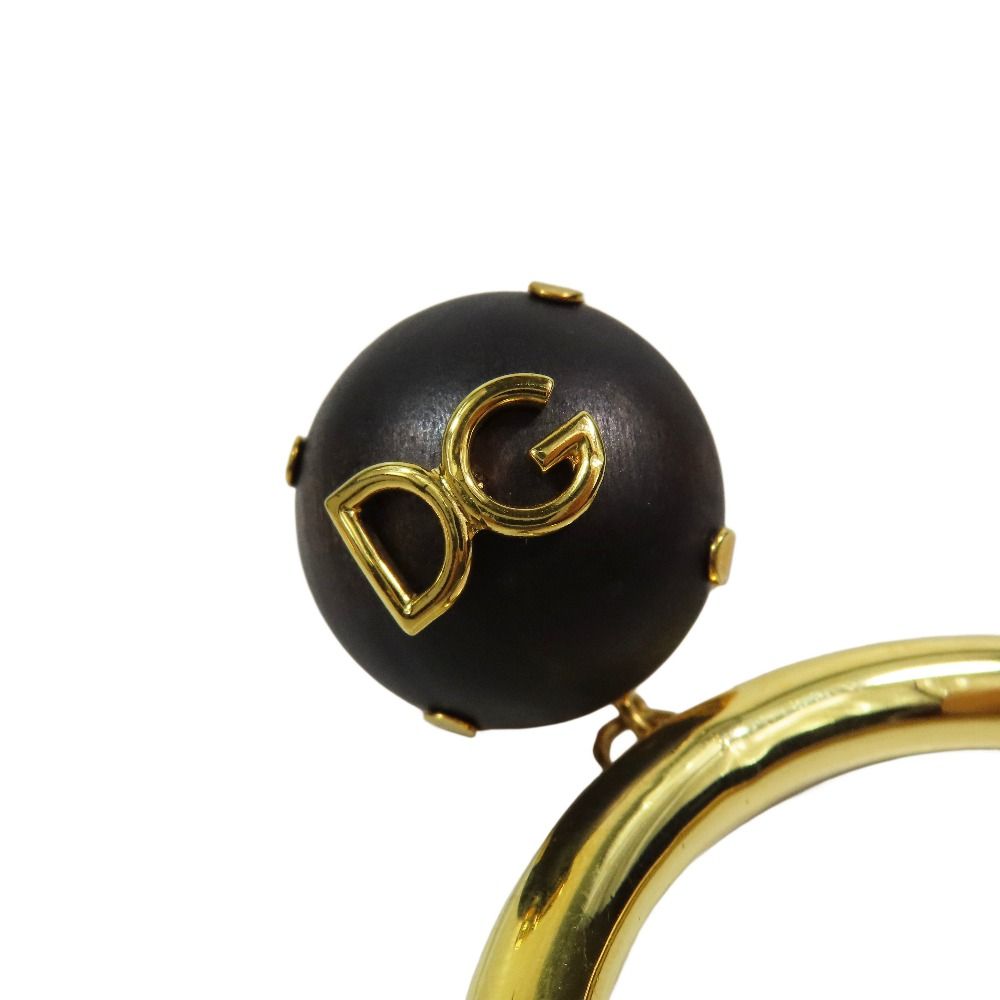 DOLCE-GABBANA ドルチェアンドガッバーナ フープ イヤリング DGロゴ ゴールド ブラック レディース 古着