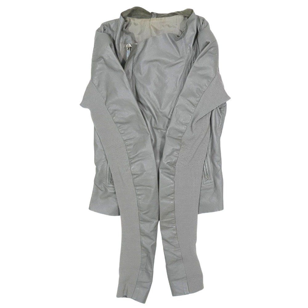17ss Rick Owens リックオウエンス ラムレザー ジャケット ダブルライダース ドレープ ブルゾン リブ アウター 40 グレー レディース 古着