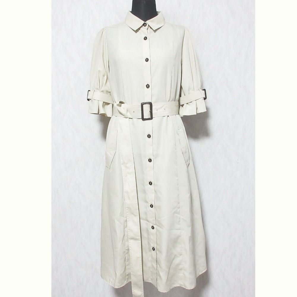 BLUE LABEL CRESTBRIDGE ブルーレーベルクレストブリッジ コットンライクスパンローンワンピース 55J01800 36 ベージュ レディース 古着