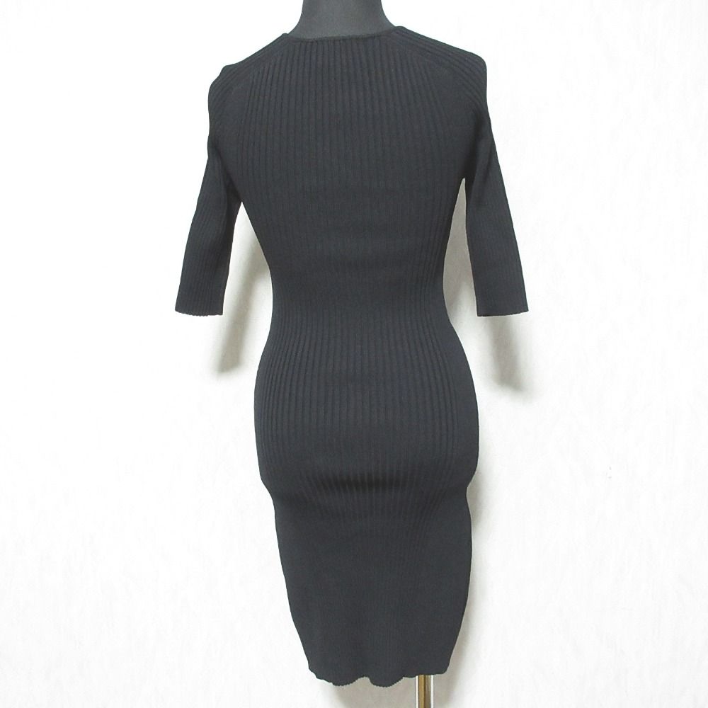 GANNI ガニー カットアウト リブニットドレス タイトワンピース XS ブラック レディース 古着