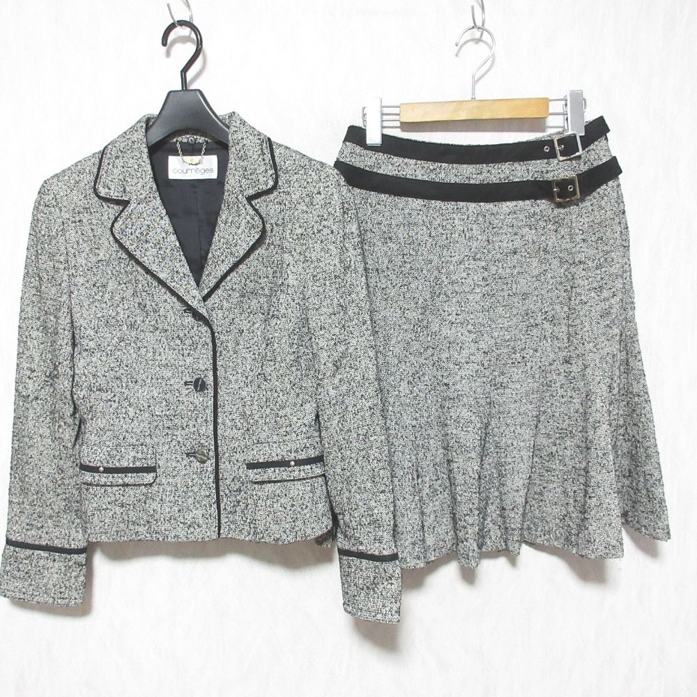 美品 Courreges クレージュ ツイードジャケットスカート セットアップ