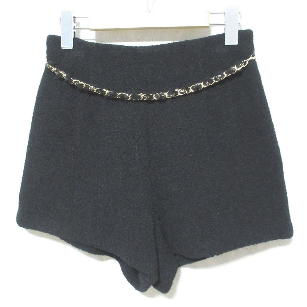 Her lip to ハーリップトゥ Chain Boucle Shorts ブークレショーツ チェーン ショートパンツ 1244303167 サイズM ブラック レディース 古着