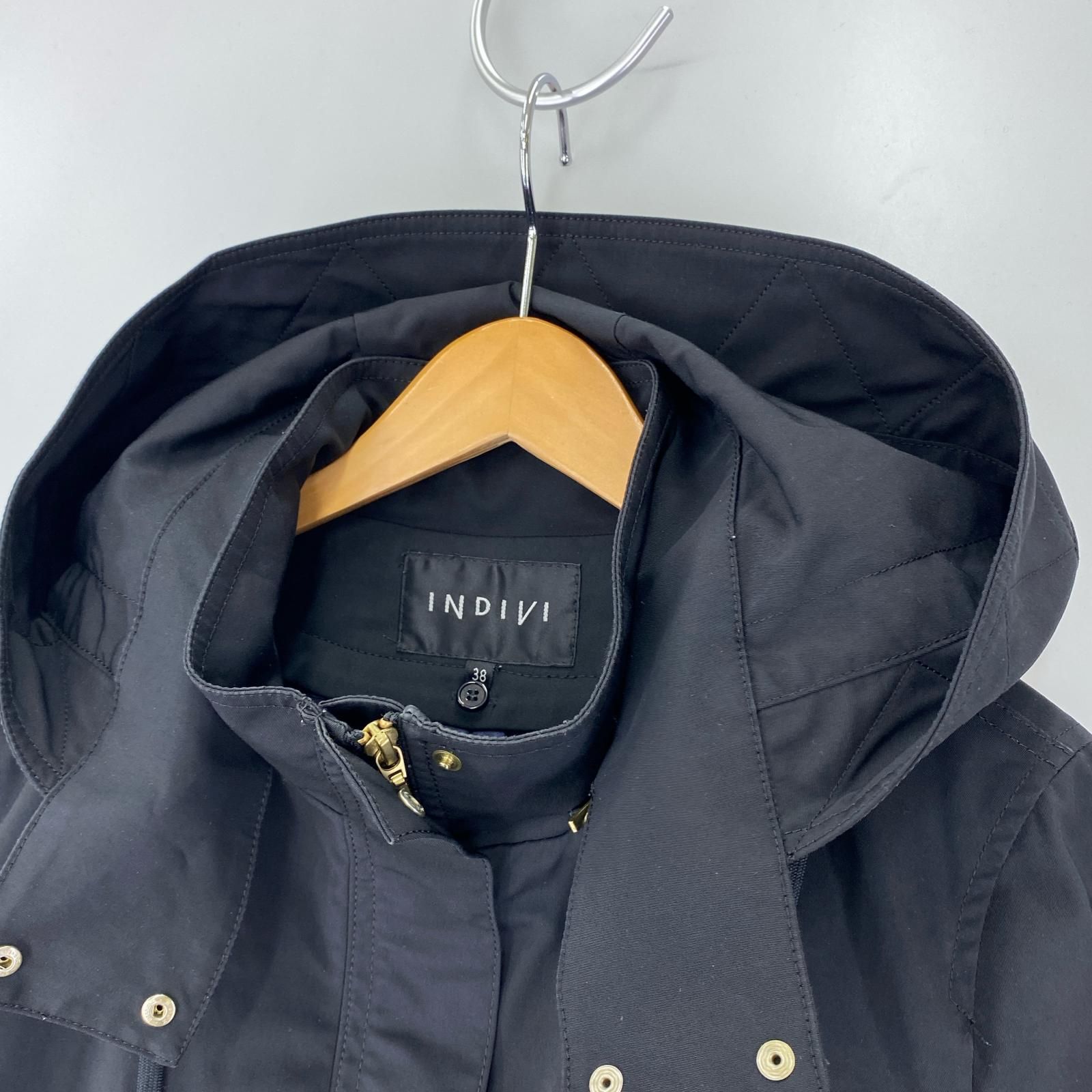INDIVI インディヴィ ライナー付き モッズコート size38/ブラック