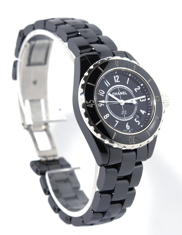 箱 ギャラ付 CHANEL シャネル J 12 H 0682 黒セラミック デイト クォーツ レディース
