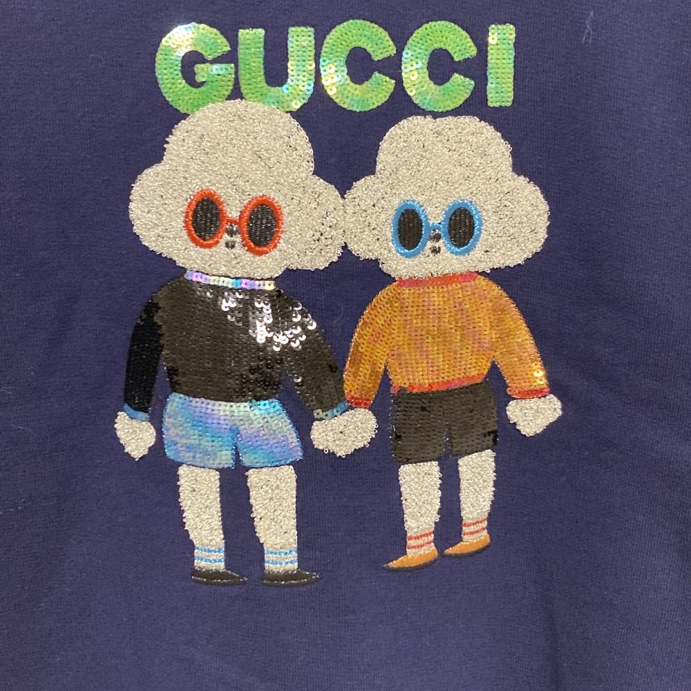 24 AW GUCCI グッチ キム スンヨン クルーネックプルオーバー スウェットトレーナー 787335 キッズ サイズ12 ネイビー 古着