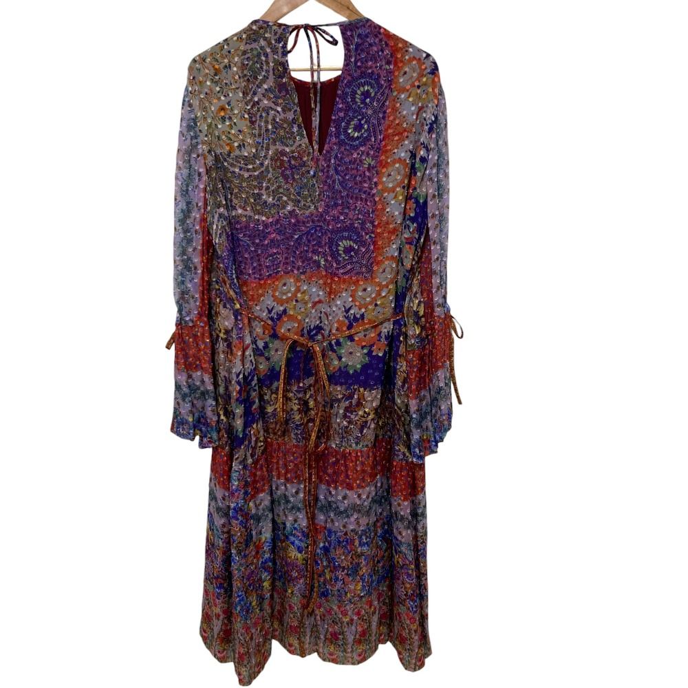 美品 ETRO エトロ フラワー ペイズリープリント フレアドレス