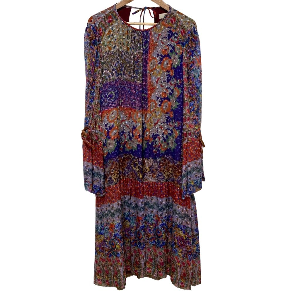 美品 ETRO エトロ フラワー ペイズリープリント フレアドレス