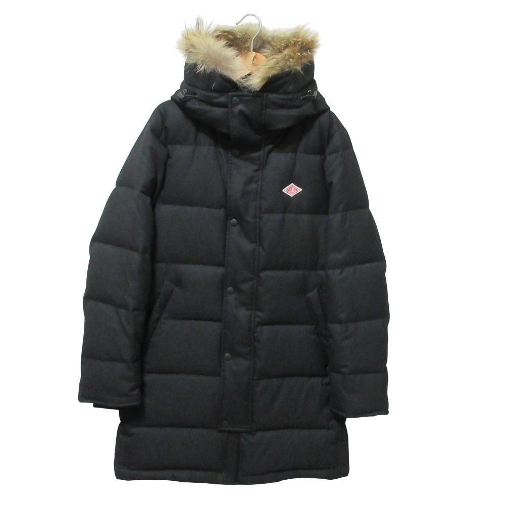 DANTON ダントン BEAMS別注 チャイニーズラクーンファー フーデッド ダウンコート 36 ブラック レディース 古着