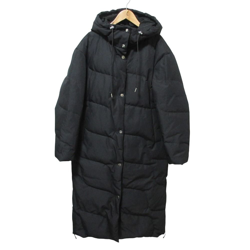 23AW Marimekko マリメッコ TEEMA TAIFUUNI フーデッド ダウンコート XS ブラック レディース 古着