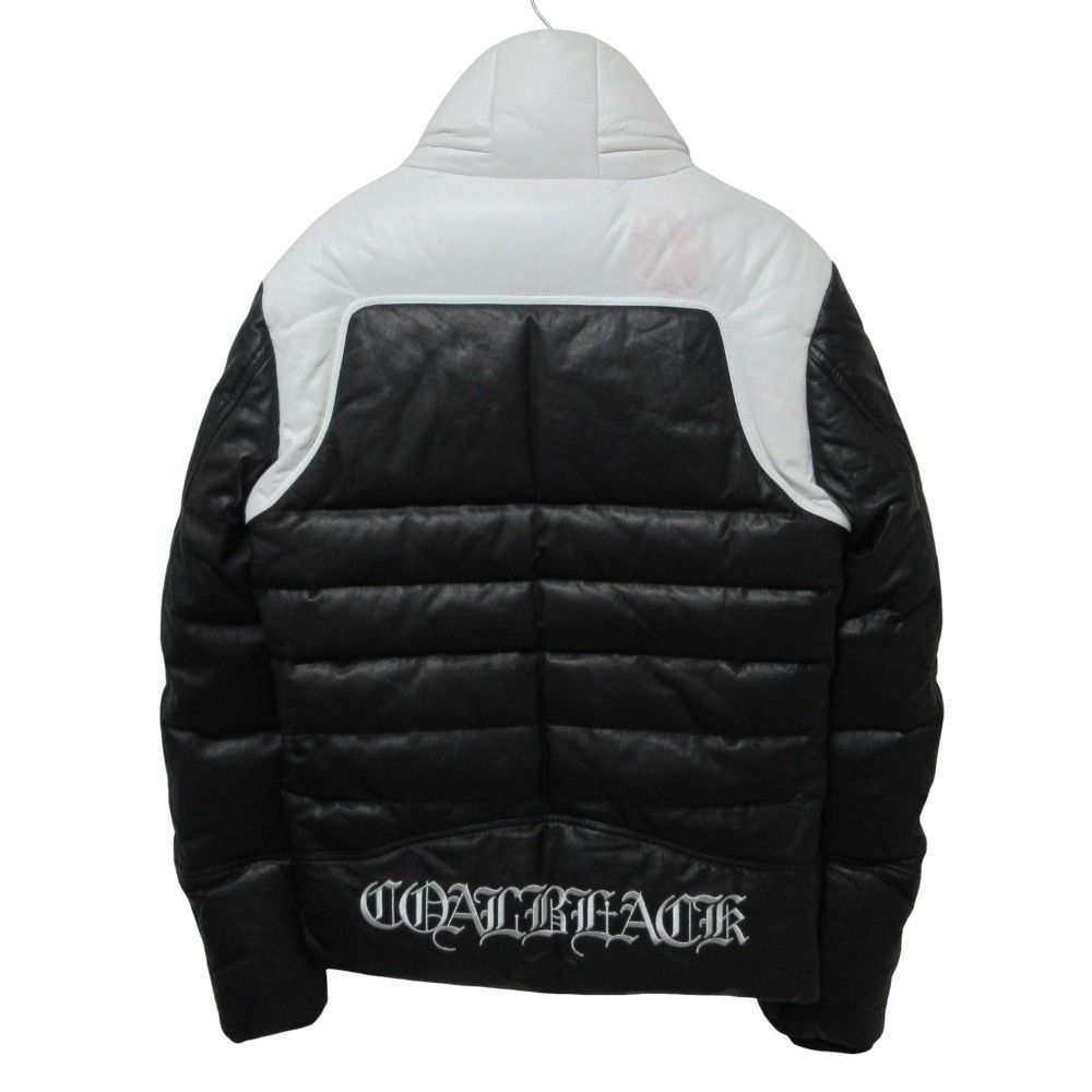 COAL BLACK コールブラック レザー ダウンジャケット ブルゾン M ブラック ホワイト メンズ 古着