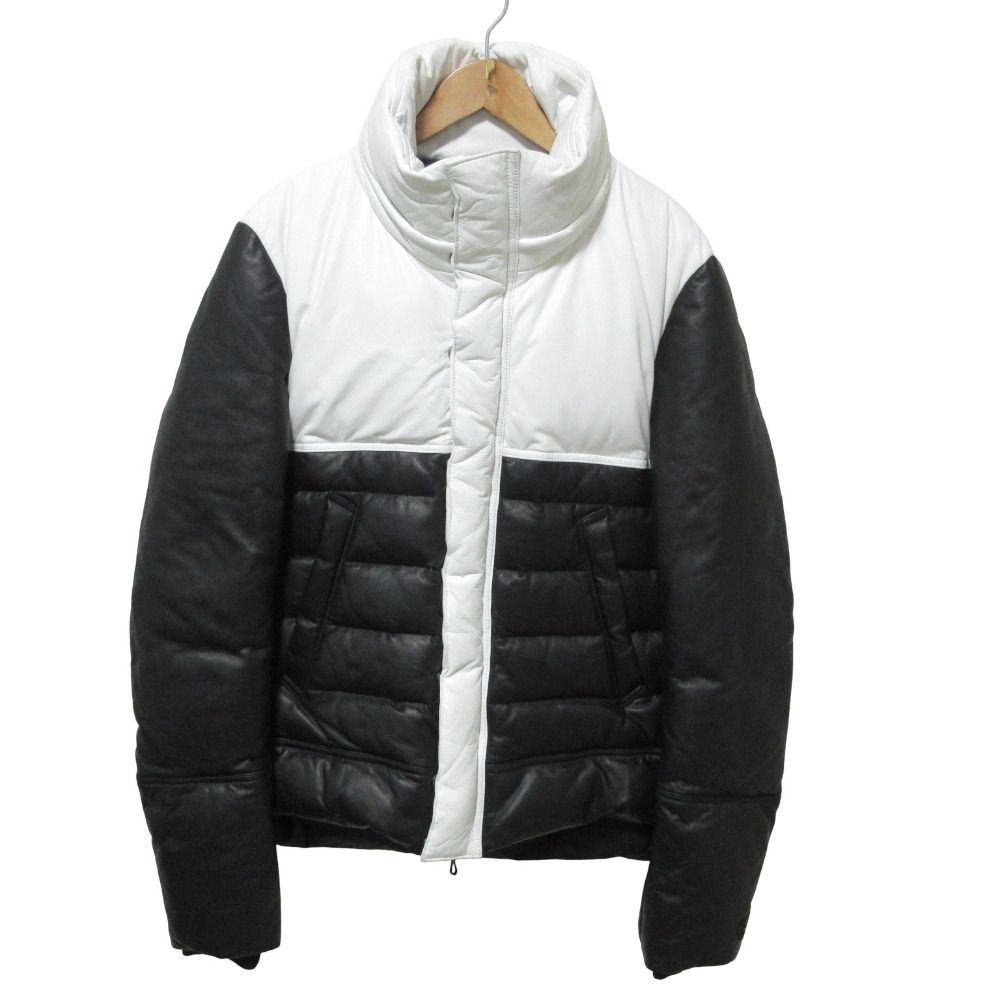COAL BLACK コールブラック レザー ダウンジャケット ブルゾン M ブラック ホワイト メンズ 古着