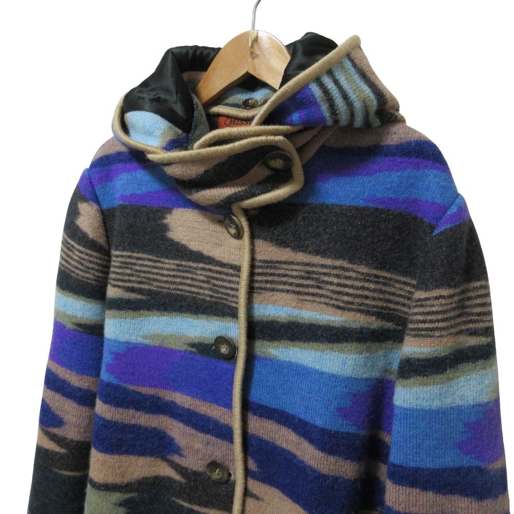 MISSONI ミッソーニ フード付き ジャガード ニットコート 中古・古着通販】missoni (ミッソーニ) ニットコート グレー サイズ