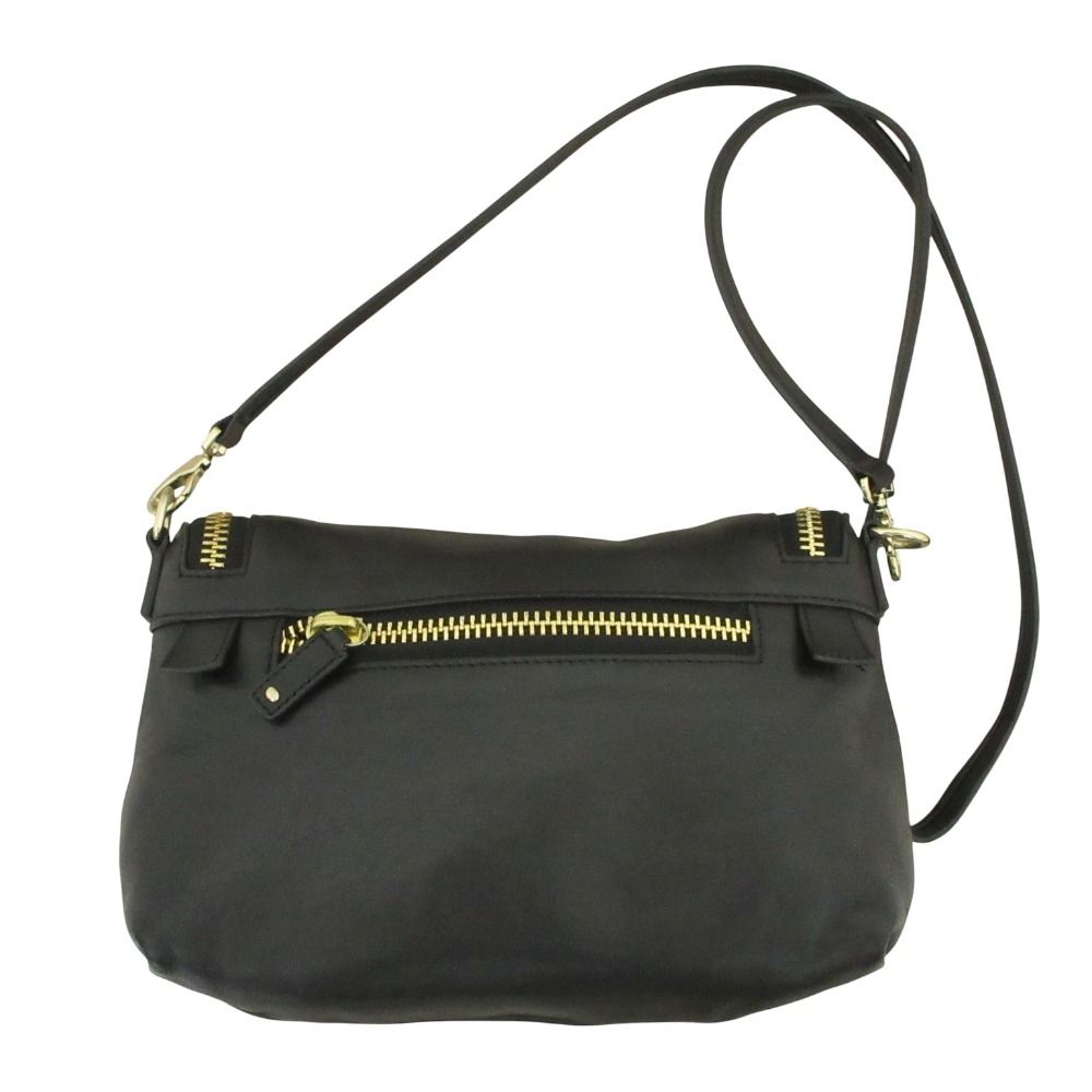 ANYA HINDMARCH アニヤハインドマーチ レザー マキシジップ クロスボディバッグ ショルダーバッグ ブラック レディース 古着