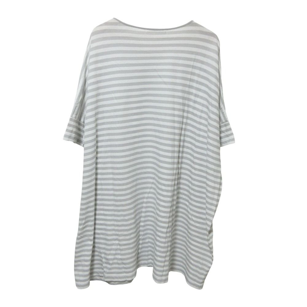 美品 mina perhonen ミナペルホネン ocean border ボーダー 半袖 ロングカットソー ワンピース ホワイト グレー レディース 古着 中古 USED 美品 mina perhonen ミナペルホネン ocean border ボーダー 半袖