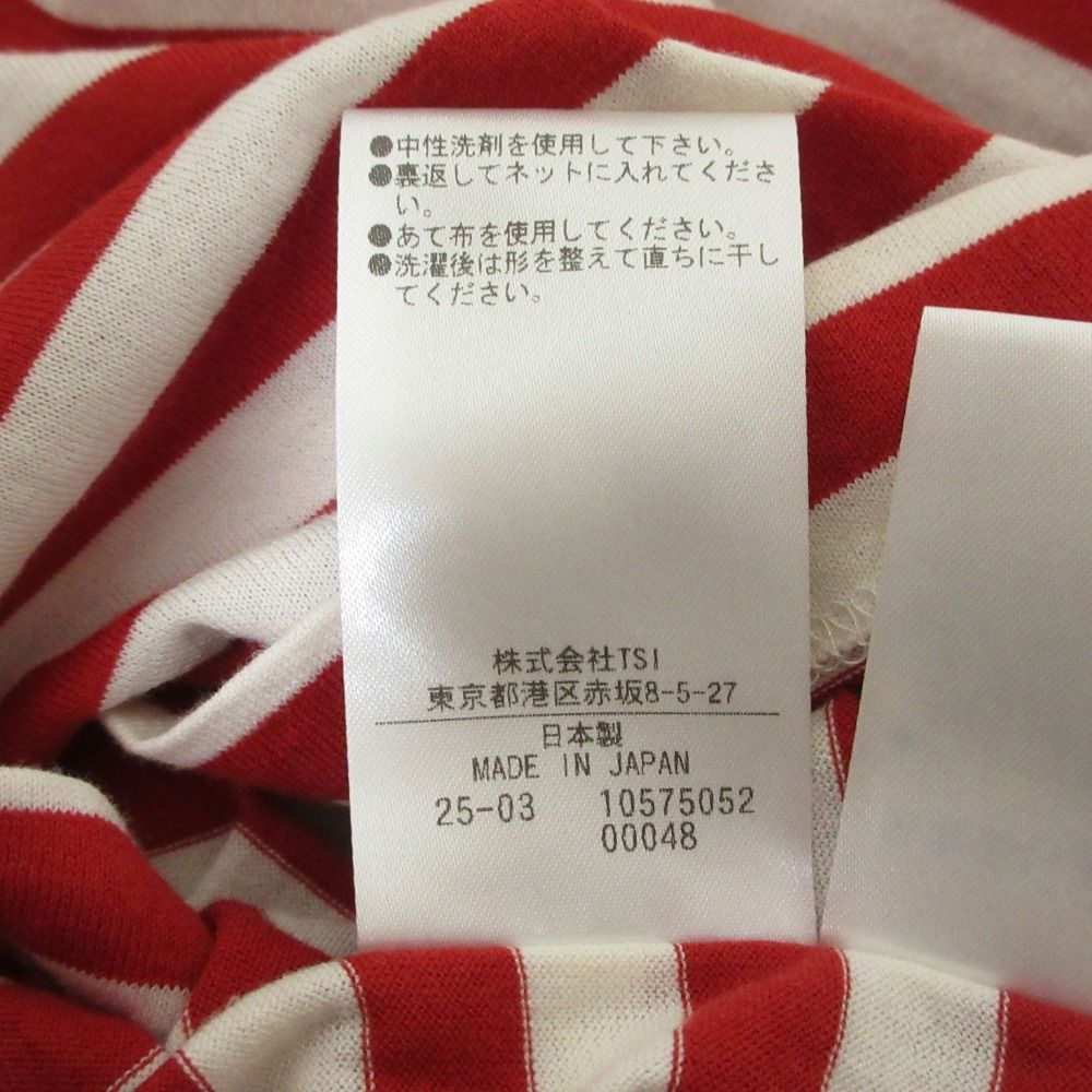  25 SS HOWELL マーガレットハウエル EVEN STRIPE ボーダー 半袖 カットソー 2 レッド ホワイト レディース 古着 半袖(Tシャツ) Tシャツ カットソー