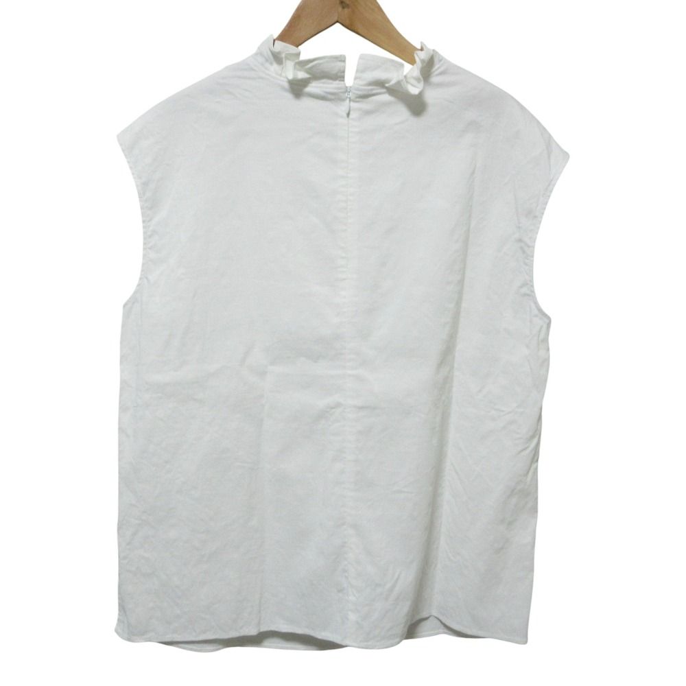 25SS Theory luxe セオリーリュクス LUSH LINEN SHAYNE BLOUSE ノースリーブ ウォッシャブルブラウス 38 ホワイト レディース 古着