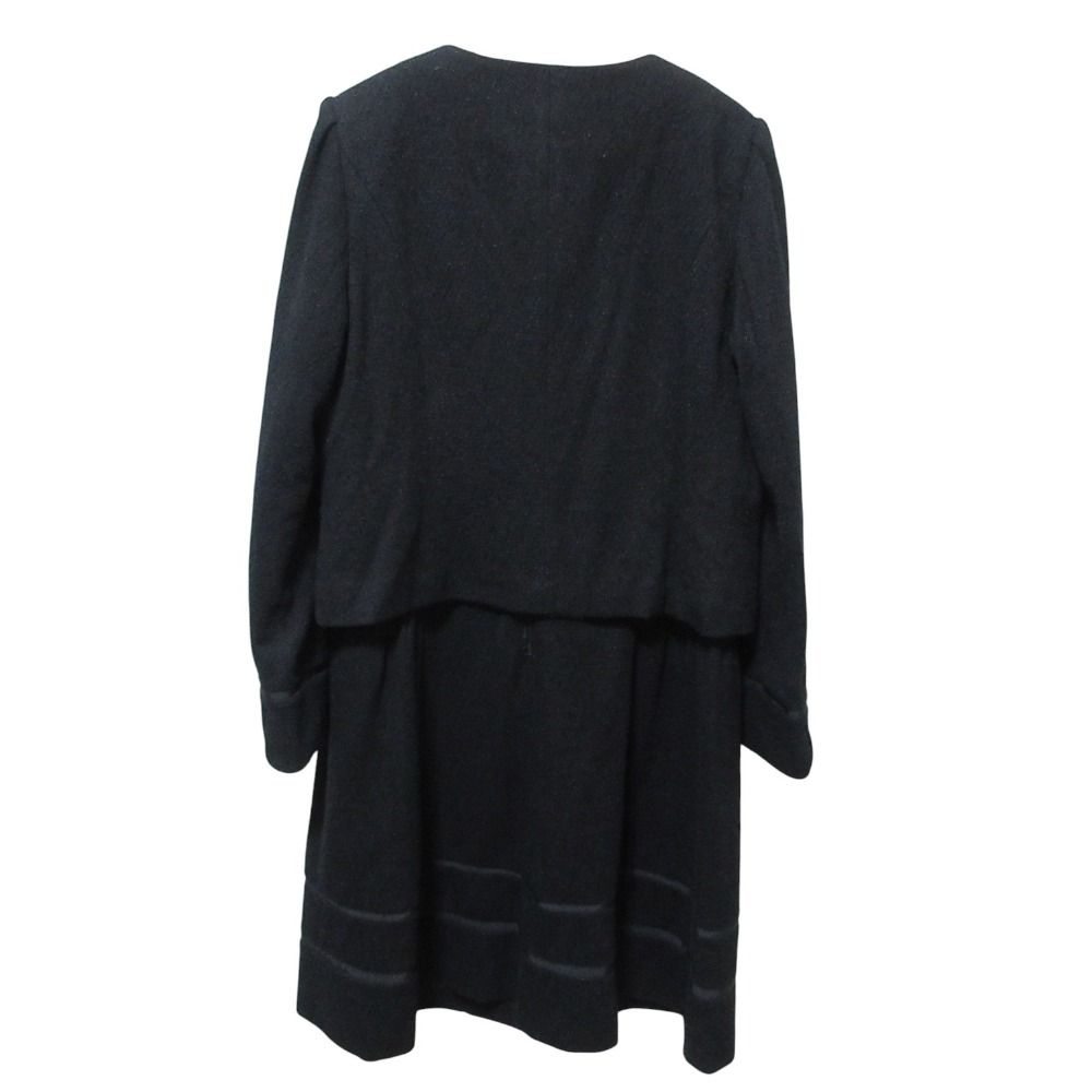 TO BE CHIC トゥービーシック ツイード シアースリーブ ワンピース ジャケット アンサンブル セットアップ 大きいサイズ 46 レディース 古着