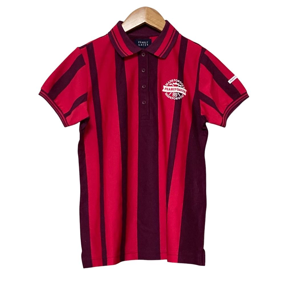 未使用 PEARLY GATES パーリーゲイツ ロゴ刺繍 ストライプ 半袖
