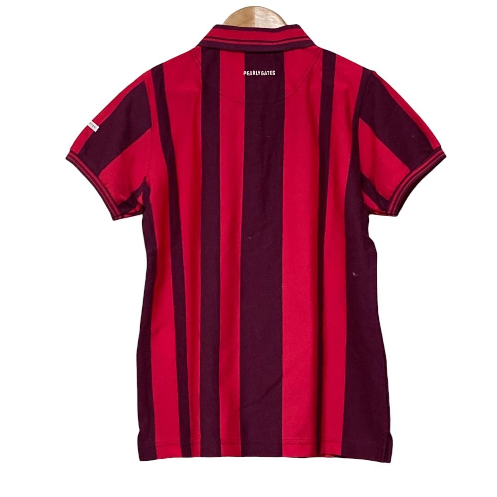 未使用 PEARLY GATES パーリーゲイツ ロゴ刺繍 ストライプ 半袖