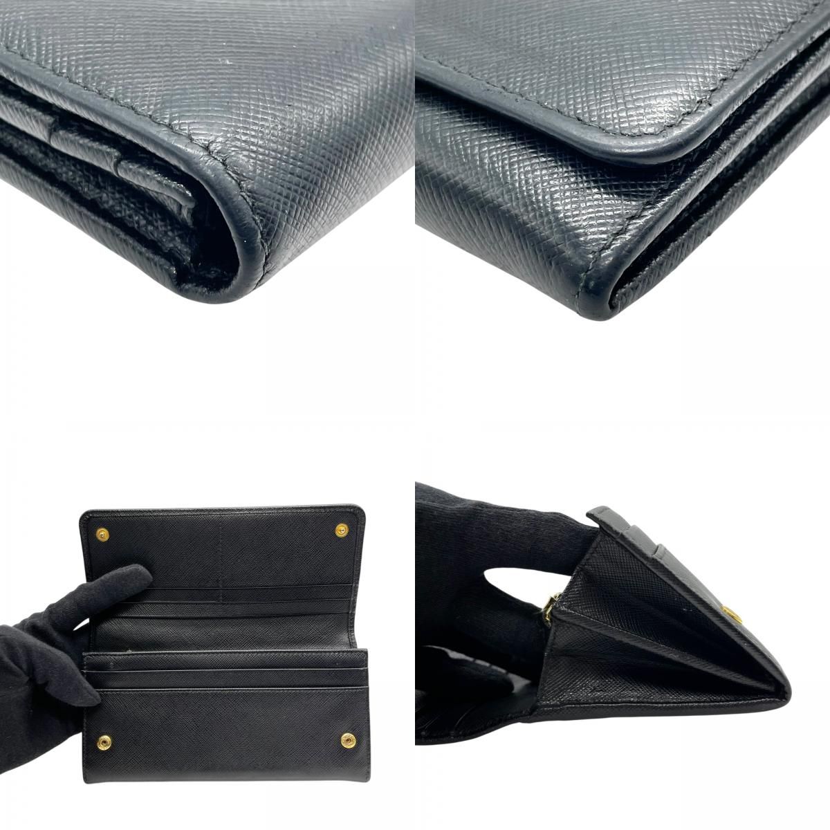 プラダ PRADA 長財布 ブラック 黒 NERO サフィアーノレザー ゴールド