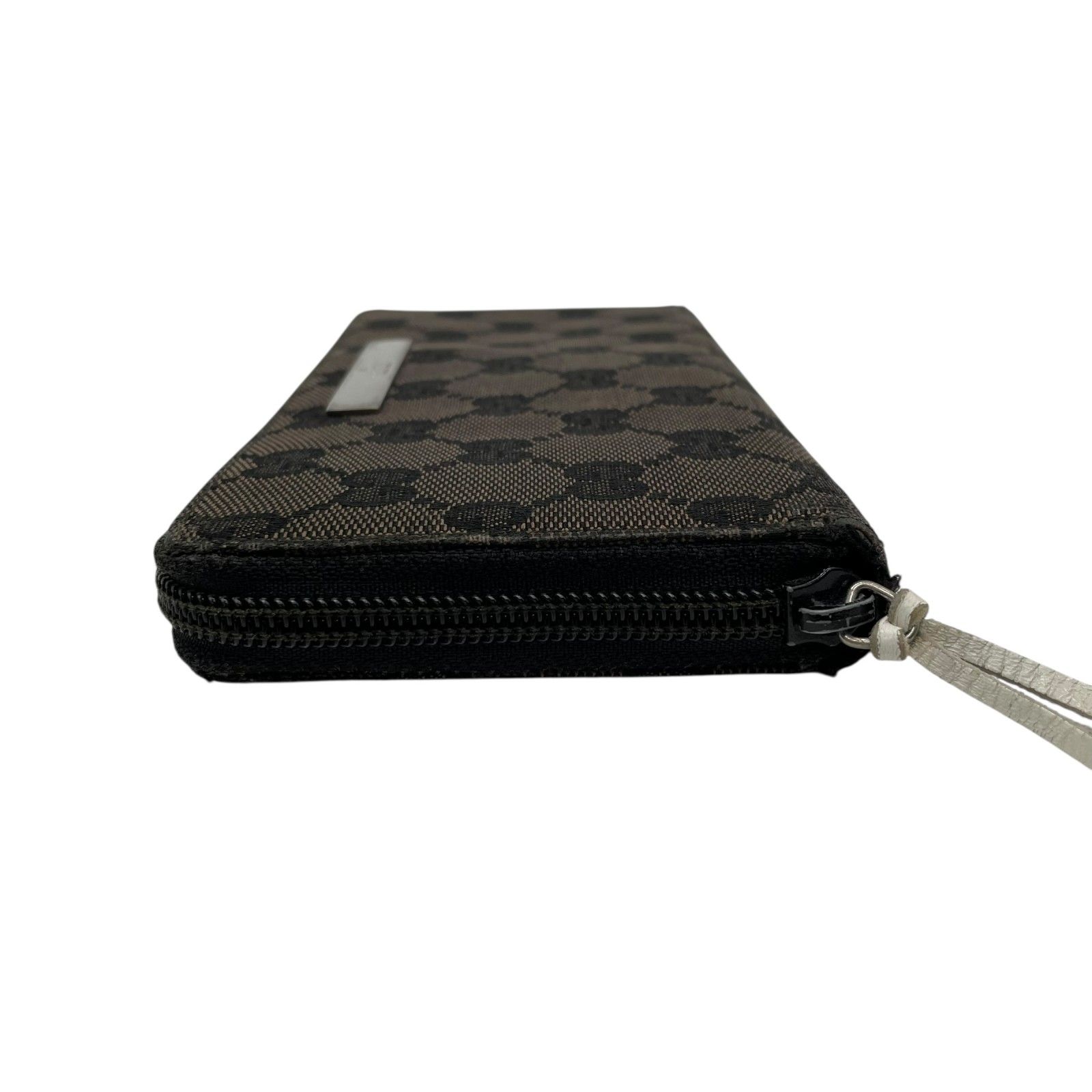 GUCCI 長財布 ラウンドファスナー GG キャンバス レザー シルバー金具 グッチ GUCCI 長財布 ラウンドファスナー GGキャンバス レザー