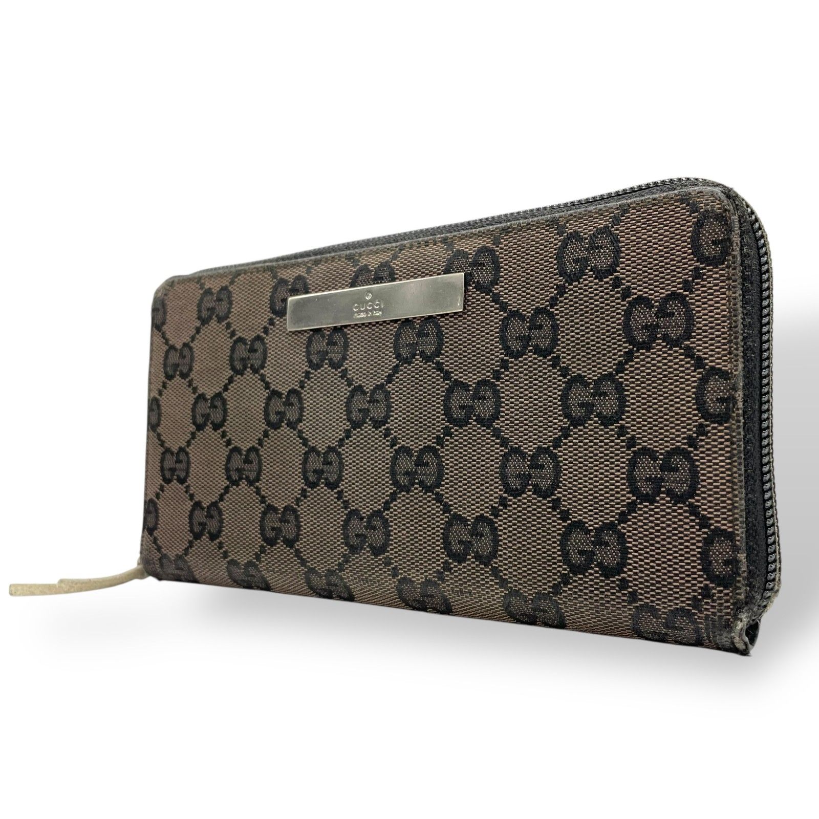 グッチ GUCCI 長財布 ラウンドファスナー GGキャンバス レザー