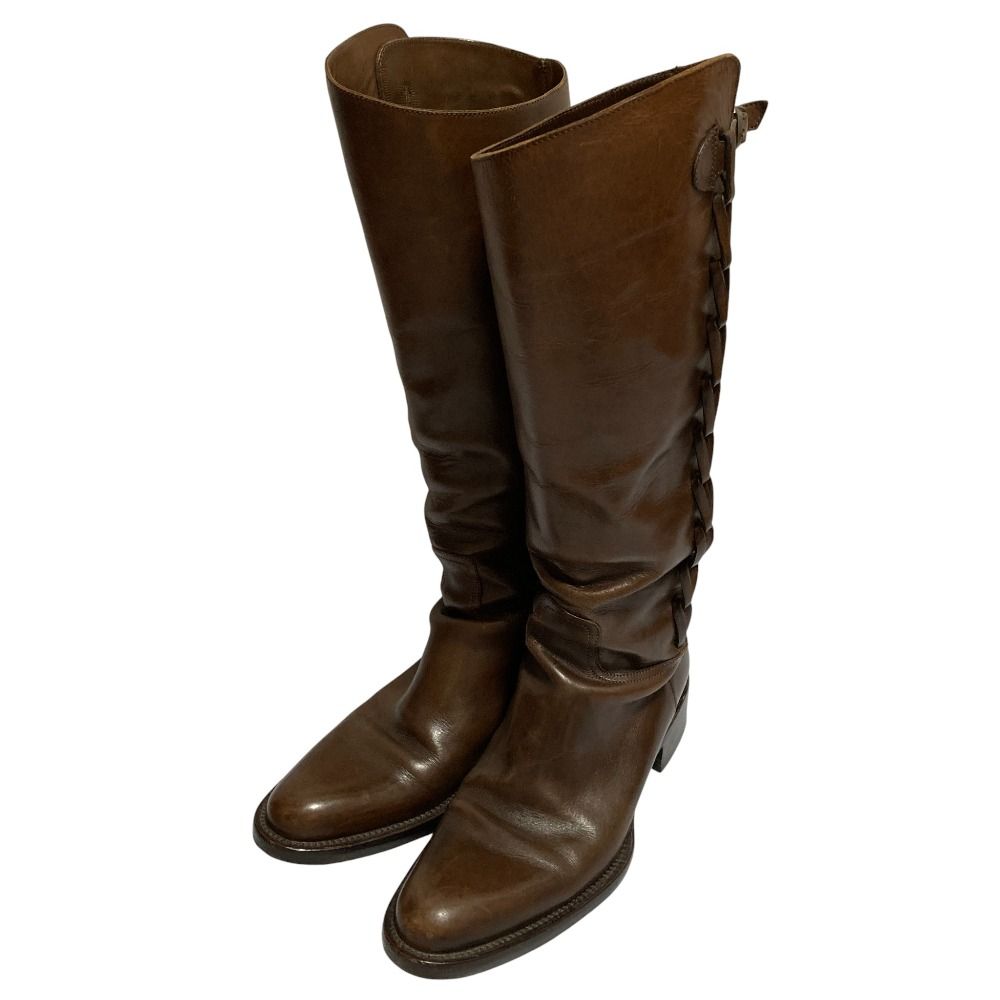 SARTORE サルトル レザー サイドレースアップ ロング ジョッキーブーツ サイズ36 23 cm ブラウン レディース 古着