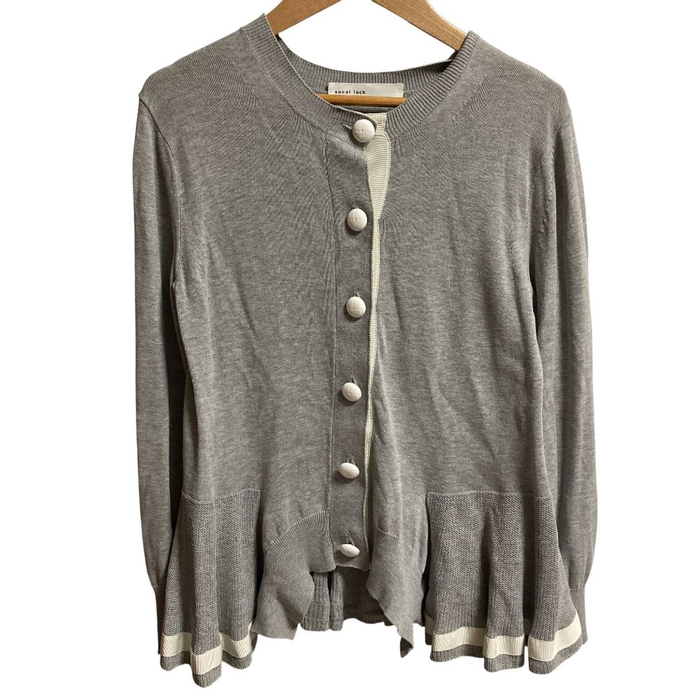 美品 sacai luck サカイラック クルーネック ペプラム ニット