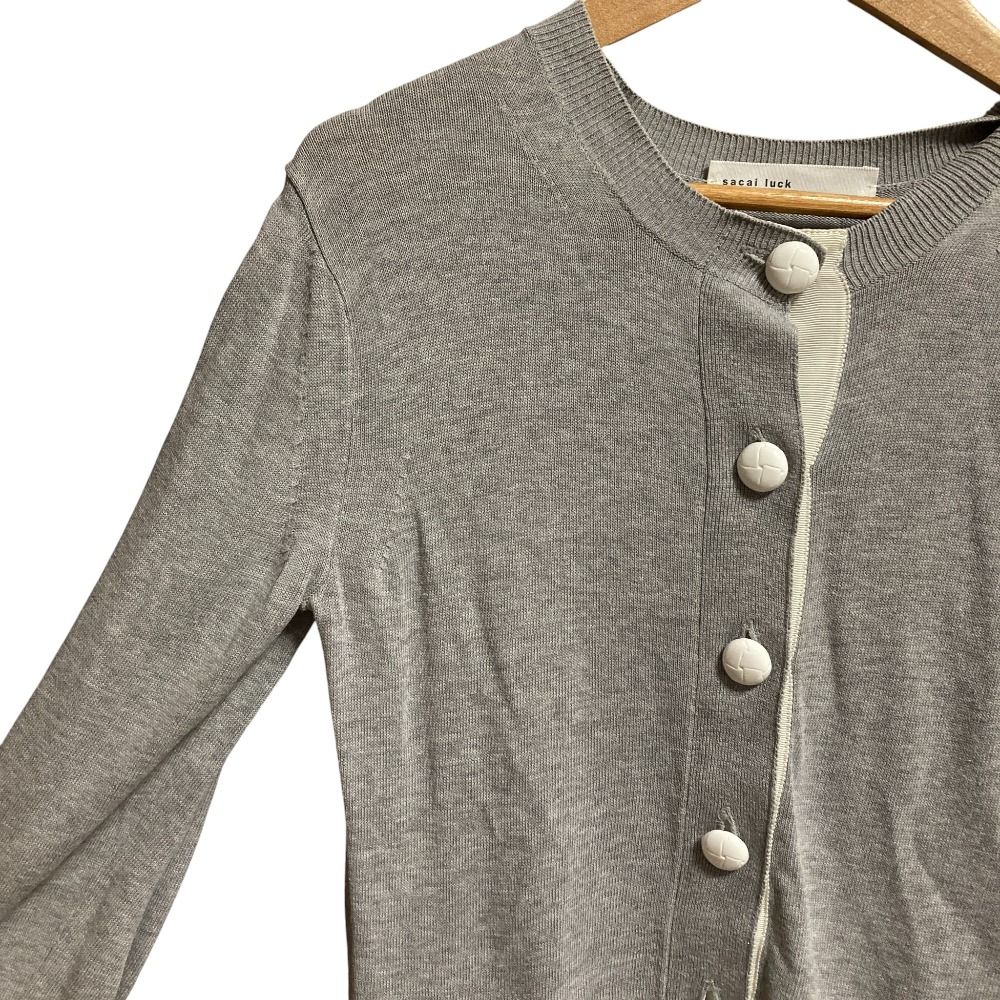 美品 sacai luck サカイラック クルーネック ペプラム ニット