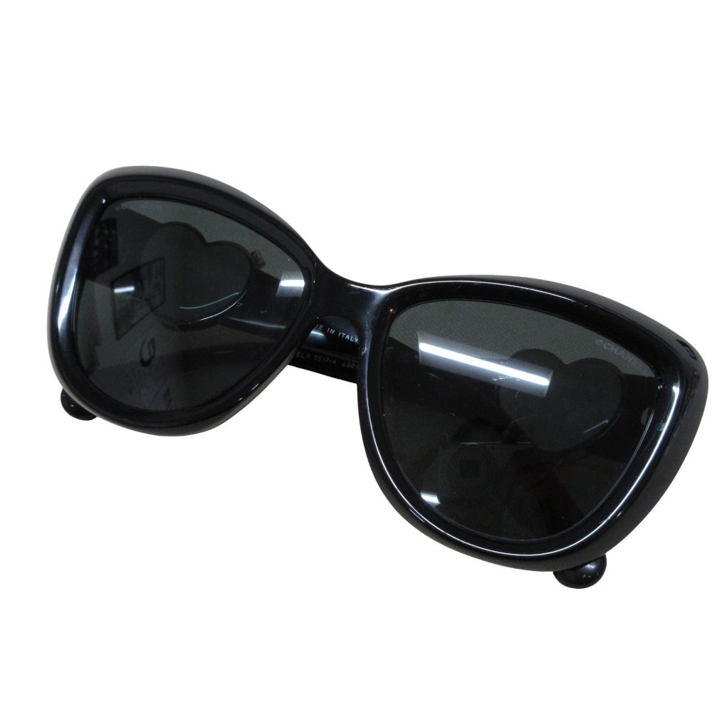 CHANEL シャネル ハートシェイプ ココマーク サングラス 5517-A ブラックフレーム レディース 古着