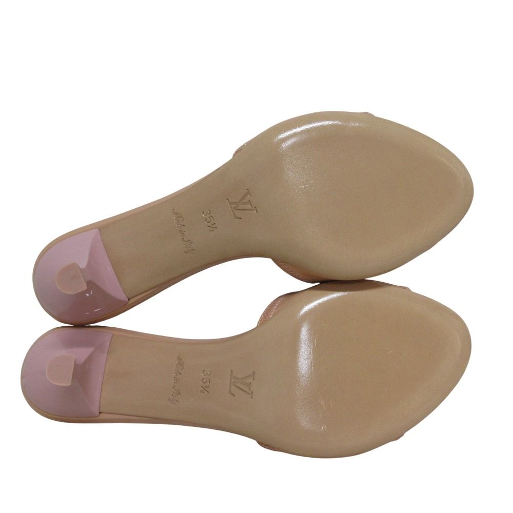  LOUIS VUITTON ルイヴィトン バタフライモチーフ パテント ミュールサンダル 35 1 2 22.5 cm程度 ピンク レディース 古着 ミュール サンダル ミュール