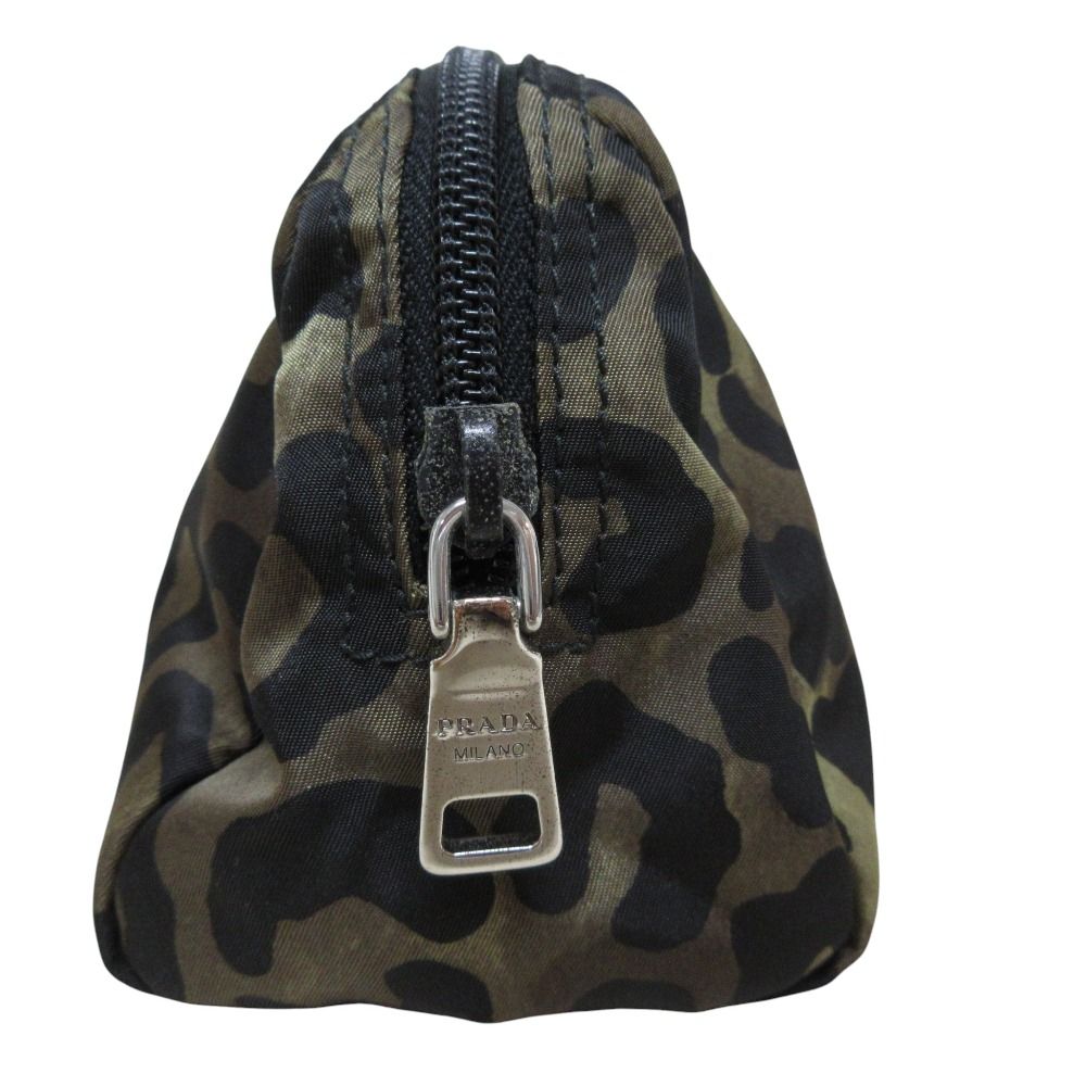  PRADA プラダ レオパード ナイロン コスメポーチ 化粧ポーチ 1 N 0693 カーキ レディース 古着 ポーチ バッグ