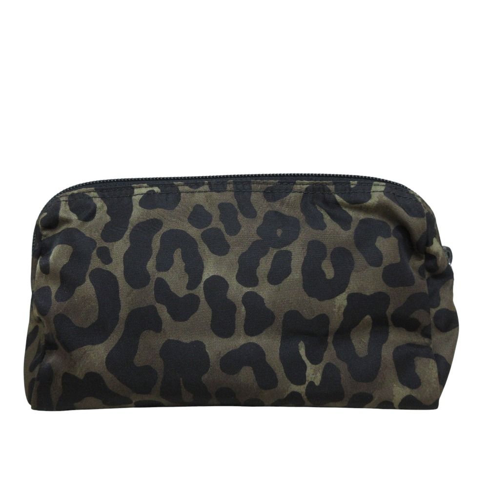 PRADA プラダ レオパード ナイロン コスメポーチ 化粧ポーチ 1N0693 カーキ レディース 古着
