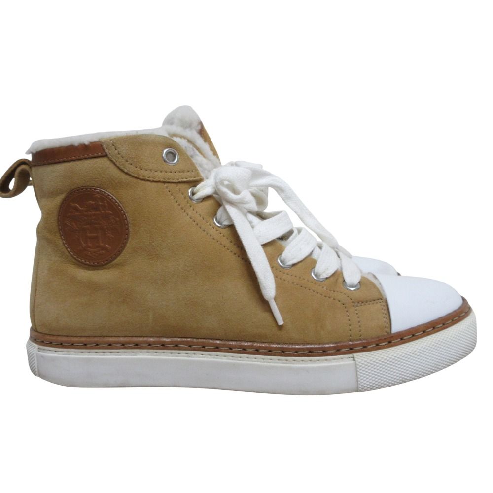 良品 HERMES エルメス ジミー ムートン ハイカットスニーカー 36 1/2