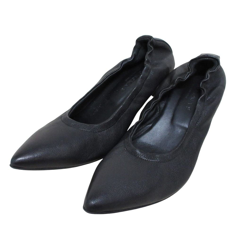 25 AW CORSO ROMA 9 コルソローマ レザー ギャザーパンプス 37 23 5 cm相当 ブラック レディース 古着