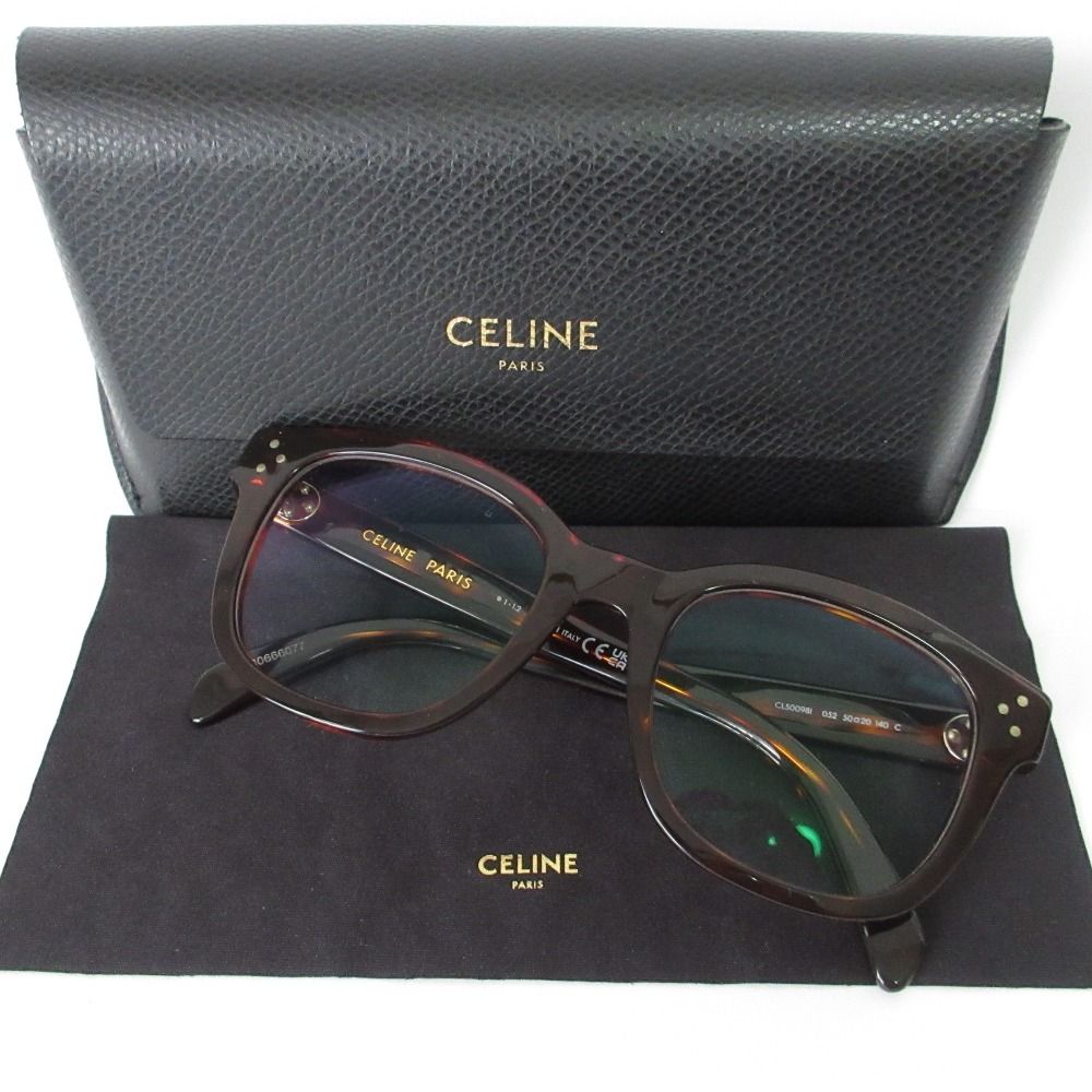 CELINE セリーヌ ウエリントンメガネ CL50098I ブラウン べっ甲 フレーム メンズ レディース 古着