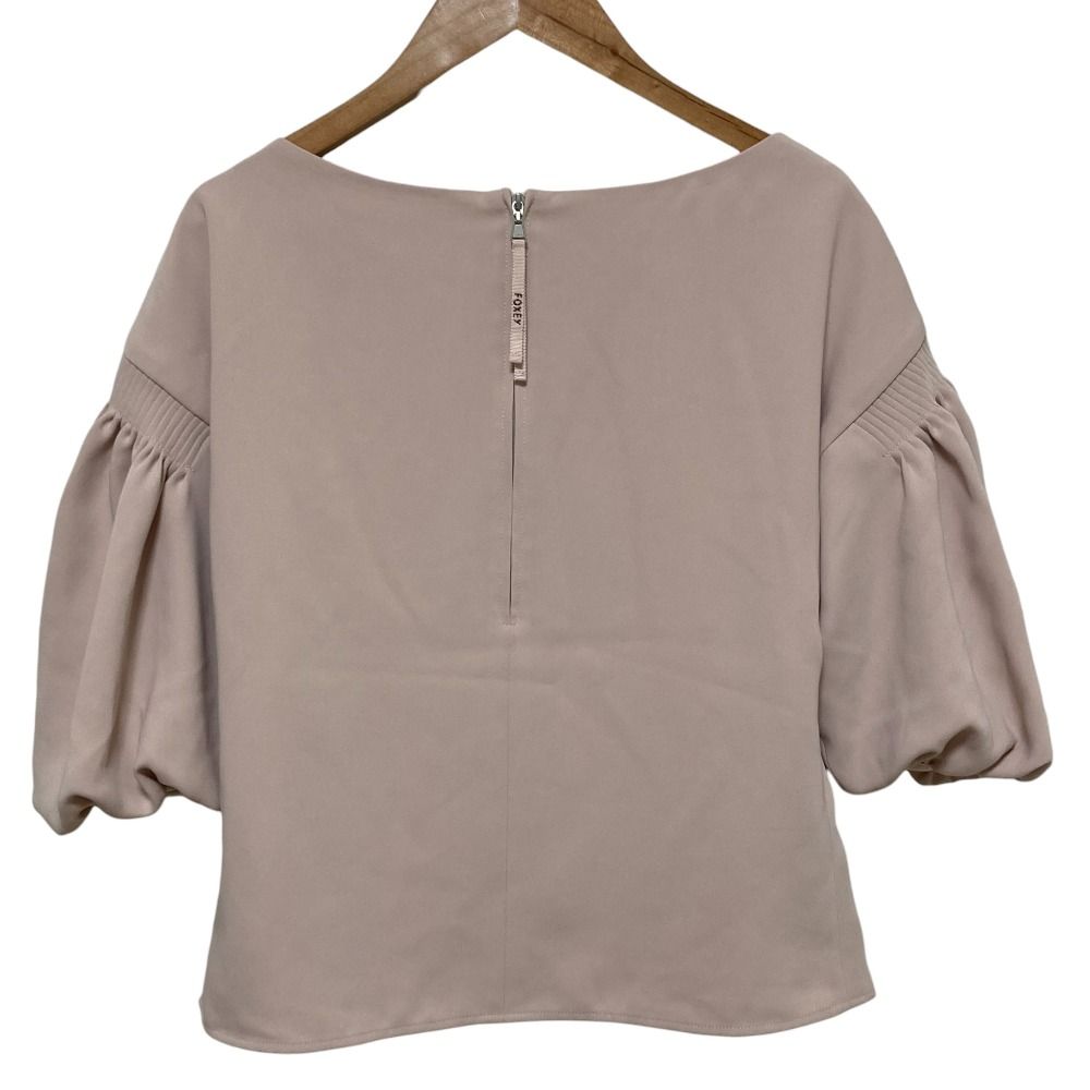 確かな品質。必見！ FOXEY NEW YORK フォクシーニューヨーク モデル トゥインクル バルーンスリーブ ブラウス 43005 サイズ38 ベージュ レディース 古着 新商品が続々！