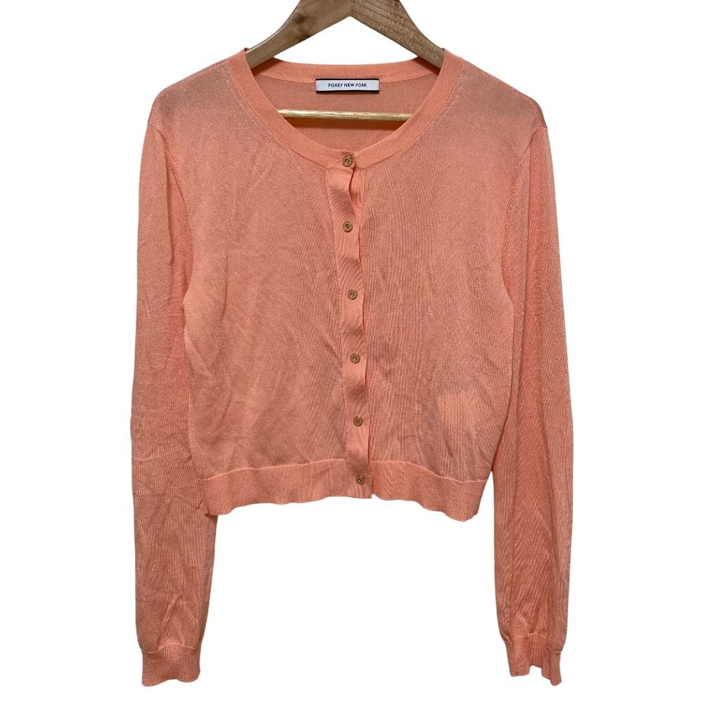 FOXEY NEW YORK フォクシーニューヨーク ルプランタン カーディガン 41675 サイズ38 コーラルピンク レディース 古着
