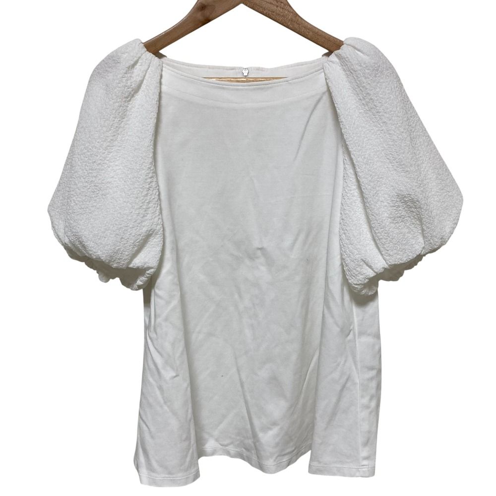 FOXEY NEW YORK フォクシーニューヨーク モデル PLISSE TOP パフスリーブ ブラウス 42991 サイズ38 ホワイト レディース 古着