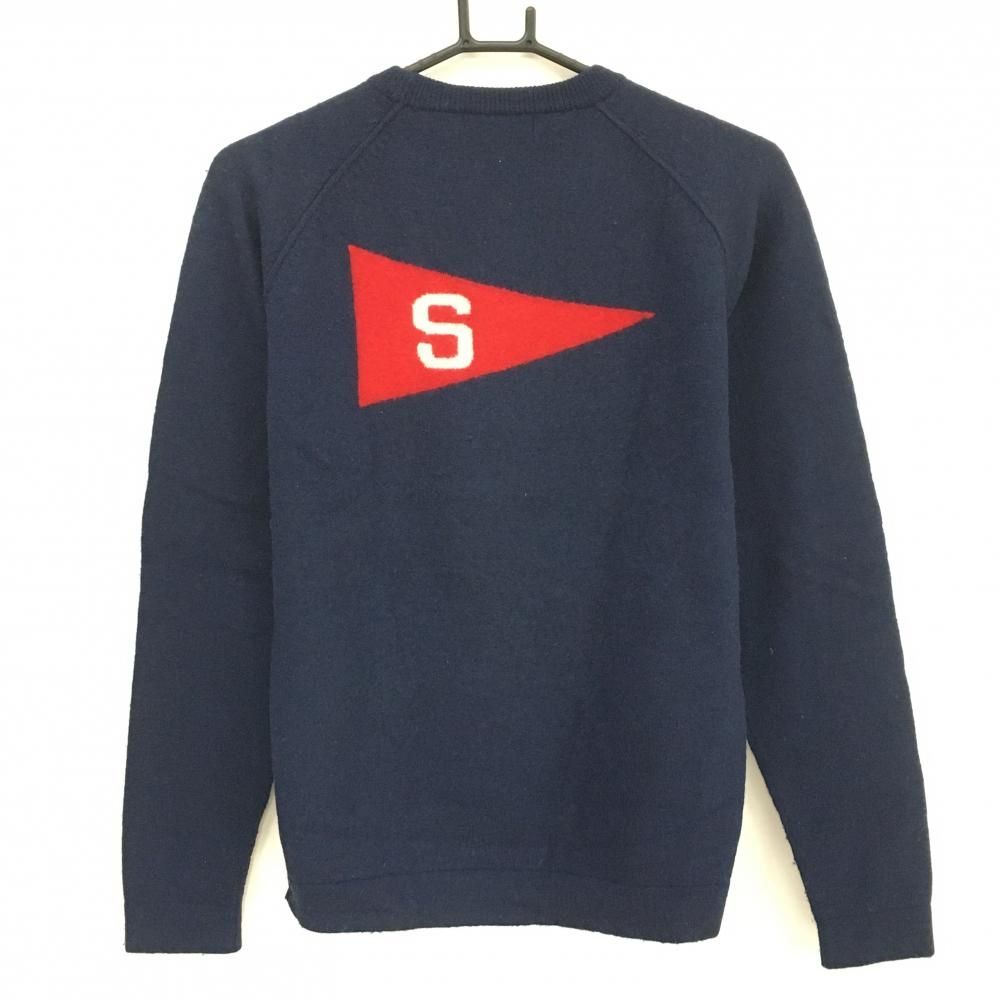 超美品】ラフアンドスウェル セーター ネイビー×レッド ウール100
