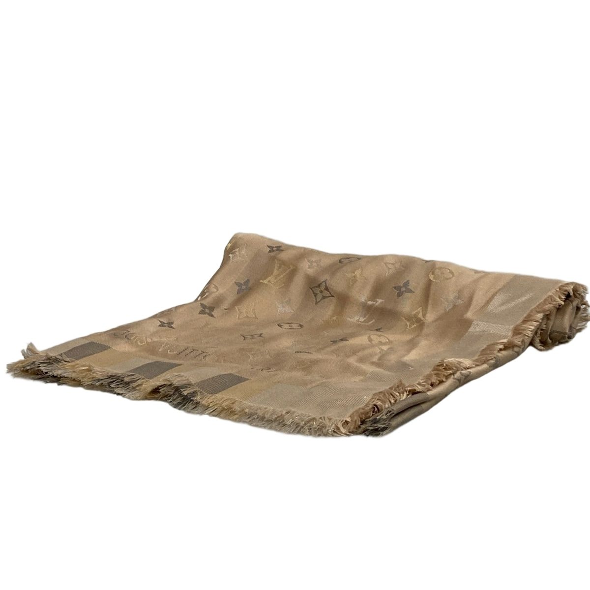 LOUIS VUITTON ルイヴィトン ストール ショール ショールモノグラムソーシャイン M76337 ベージュ ウール シルク