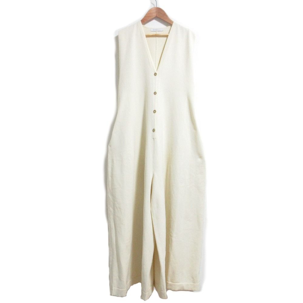 25SS ETRE TOKYO エトレトウキョウ フロントボタンニットオールインワン 1225331155 サイズM アイボリー レディース 古着