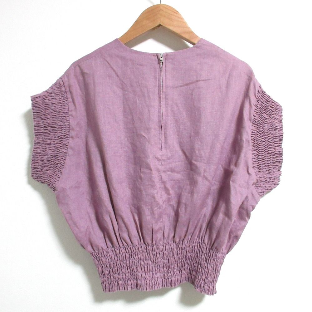 25SS HYKE ハイク LINEN SHIRRED BLOUSE リネンブラウス 251-15239 サイズ1 パープル レディース 古着