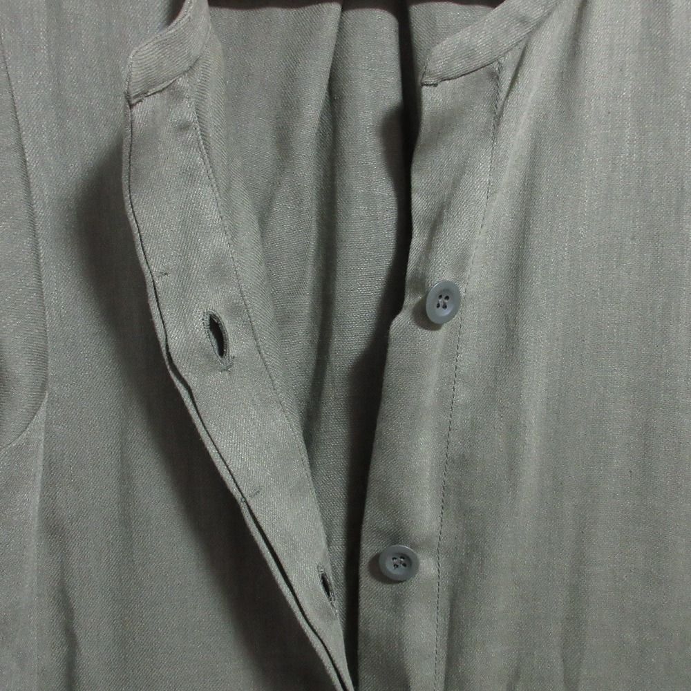  Y s for living ワイズフォーリビング リネンシャツワンピース カーキ レディース 古着 長袖 七分袖 その他