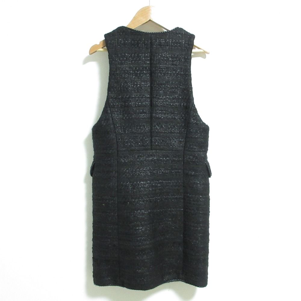 23AW DES PRES デプレ トゥモローランド シックツイード ミドルジレ ベスト サイズF ブラック レディース 古着