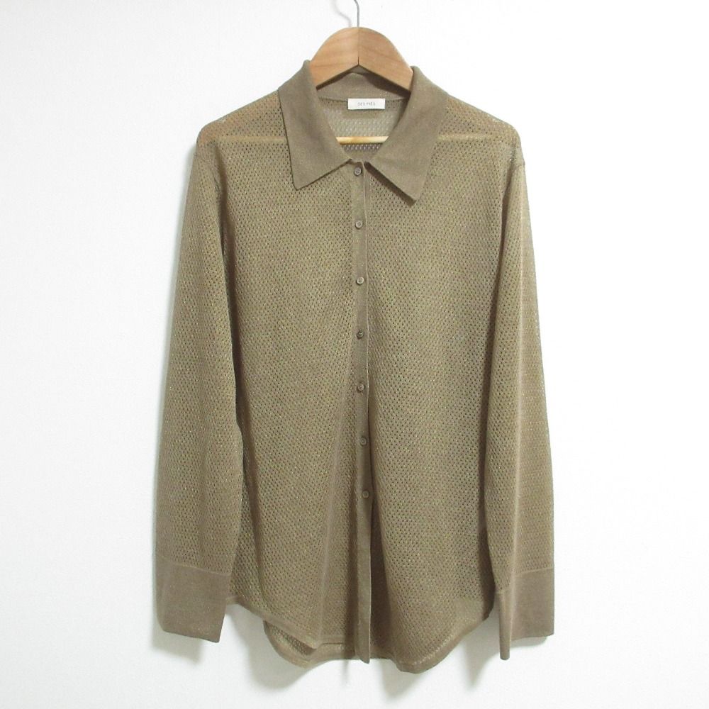 25AW DES PRES デプレ トゥモローランド レーヨンポリエステルシアーニット レギュラー シャツ サイズF ベージュ レディース 古着
